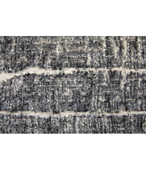 Feizy Kano Industrial Abstract, Black/Gray/Ivory, 8'-9" x 8'-9" Round Rug