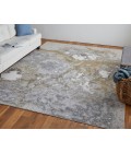 Feizy Astra Industrial Abstract, Gray/Gold/Ivory, 8' x 10' Area Rug