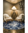 Milton Area Rug Feizy Milton Vintage Distressed, Blue/Ivory/Gray, 8'-9" x 8'-9" Round Rug