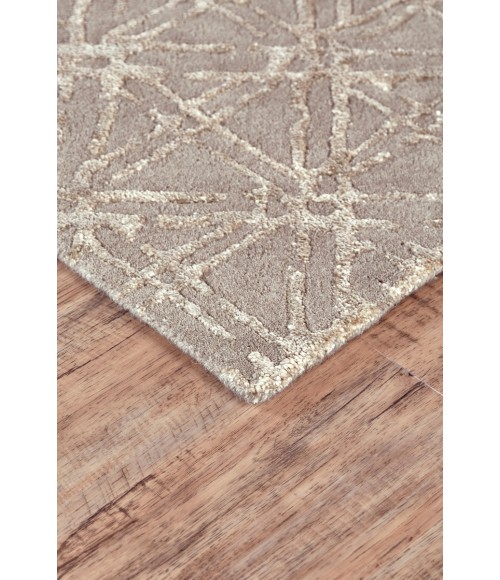 Feizy Manoa Mid-Century Modern Geometric, Taupe/Ivory/Tan, 9'-6" x 13'-6" Area Rug