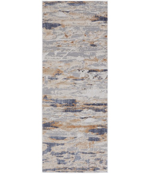 Feizy Laina Industrial Abstract, Tan/Orange/Ivory, 3' x 12' Runner