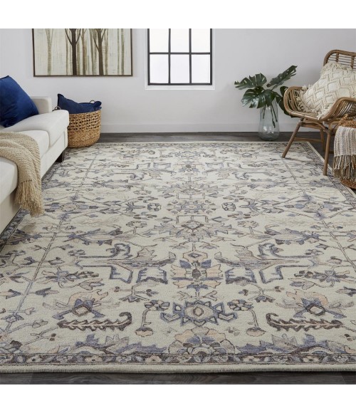 Feizy Fallon Rustic Farmhouse Rug, Light Gray/Cornflower Blue, 8ft x 10ft