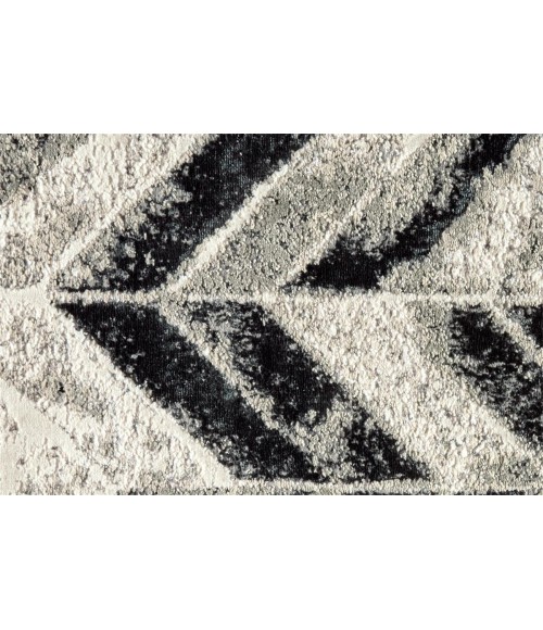 Feizy Micah Industrial Chevron, Black/Gray/Silver, 3'-11" x 6' Accent Rug