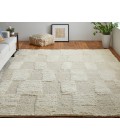 Ashby Area Rug Feizy Ashby Mid-Century Modern Geometric, Ivory, 9' x 9' Round Rug