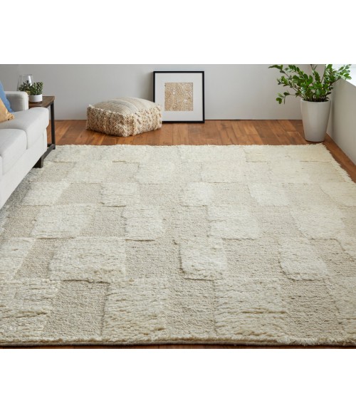 Ashby Area Rug Feizy Ashby Mid-Century Modern Geometric, Ivory, 9' x 9' Round Rug