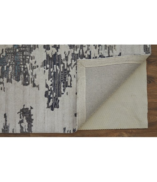 Feizy Zarah Bohemian & Eclectic Abstract, Ivory/Gray/Blue, 3'-6" x 5'-6" Accent Rug