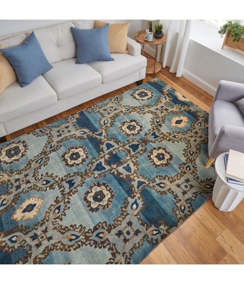 Amzad Area Rug Feizy Amzad Craftsman Ikat, Blue/Gray/Tan, 4' x 6' Accent Rug