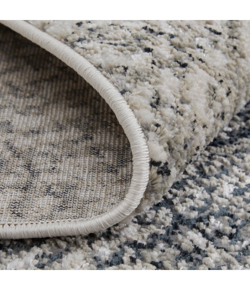 Feizy Micah Mid-Century Modern Abstract, Ivory/Gray/Blue, 8' x 10' Area Rug