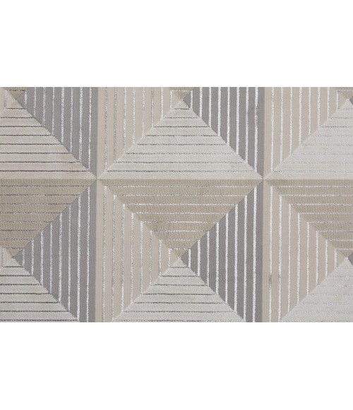 Feizy Micah Mid-Century Modern Geometric, Ivory/Gray/Ivory, 8' x 11' Area Rug