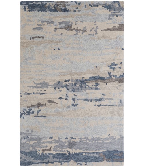 Feizy Everley Abstract Tufted Wool Rug, Ivory Sand/Ice Blue, 9' x 12' Area Rug