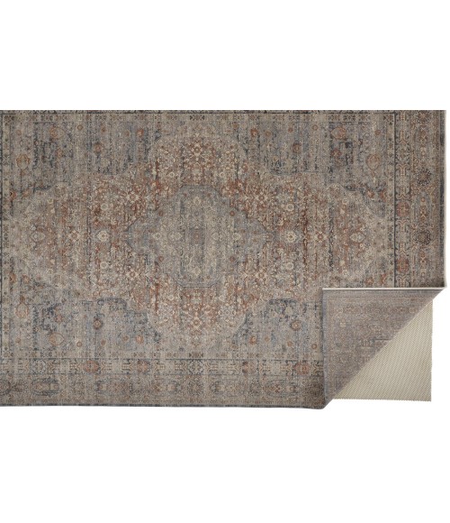 Feizy Marquette Rustic Persian Farmhouse Rug, Rust/Denim Blue, 2ft - 8in x 8ft, Runner