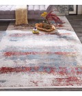 Feizy Cadiz Industrial Abstract, Gray/Red/Blue, 12' x 18' Area Rug