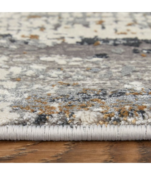 Feizy Cadiz Casual Abstract, Ivory/Gray/Gold, 13' x 20' Area Rug