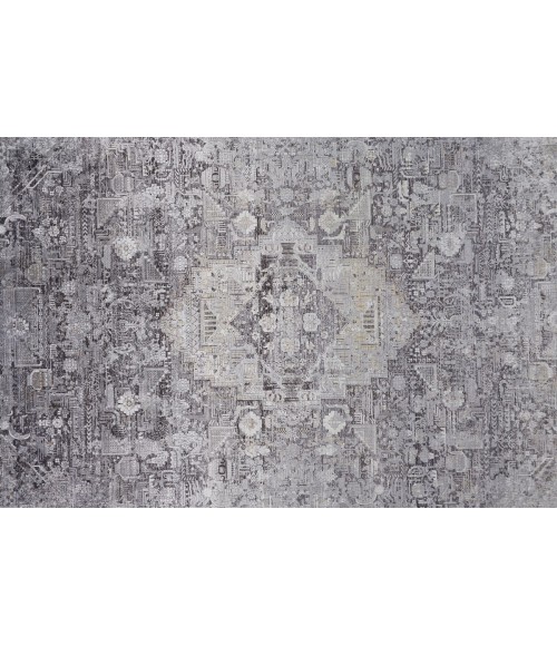 Feizy Sarrant Bohemian & Eclectic Medallion, Gray/Silver/Ivory, 9'-6" x 12'-7" Area Rug