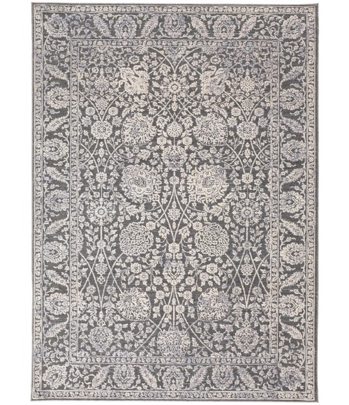 Thackery Area Rug Feizy Thackery Transitional Oriental Rug, Charcoal/Bone White, 5ft-6in x 5ft-6in Round
