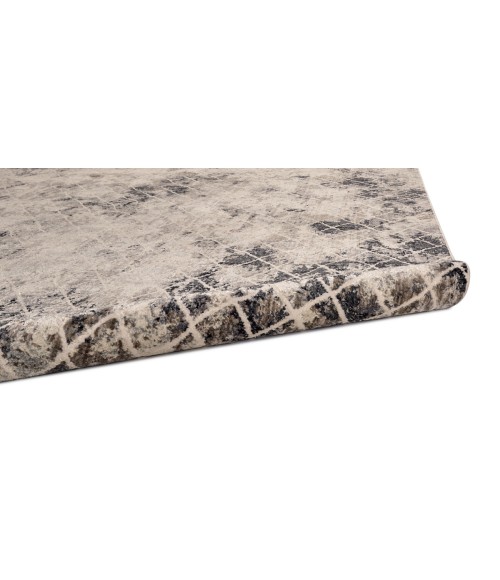 Kano Area Rug Feizy Kano Casual Diamond, Ivory/Gray/Taupe, 8'-9" x 8'-9" Round Rug