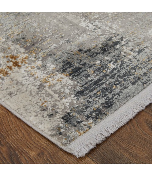 Feizy Cadiz Industrial Abstract, Ivory/Taupe/Gray, 12' x 18' Area Rug