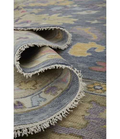 Feizy Karina Hand-Knotted Botanical Area Rug, Blue/Wheat Beige, 5ft-6in x 8ft-6in