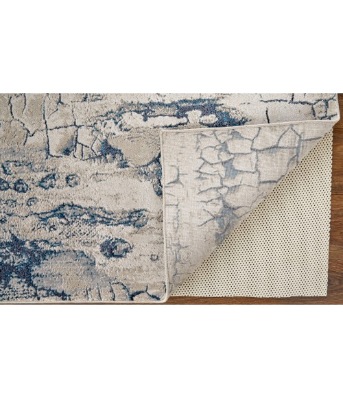 Feizy Indio Industrial Abstract, Ivory/Blue/Black, 3'-11" x 6' Accent Rug