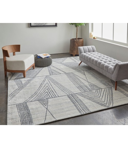 Whitton Area Rug Feizy Whitton Industrial Abstract, Ivory/Black, 10' x 14' Area Rug