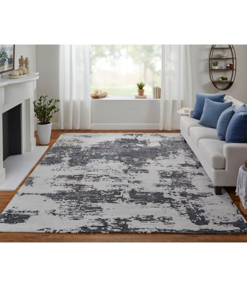 Feizy Zarah Bohemian & Eclectic Abstract, Ivory/Gray/Blue, 3'-6" x 5'-6" Accent Rug