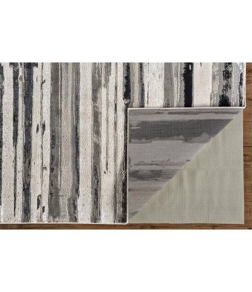 Feizy Micah Industrial Abstract, Silver/Gray/Black, 3'-11" x 6' Accent Rug