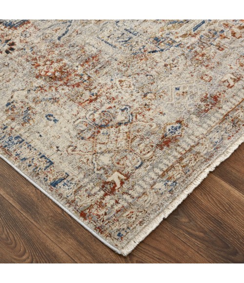 Feizy Kaia Vintage Medallion, Tan/Orange/Red, 3' x 5' Accent Rug