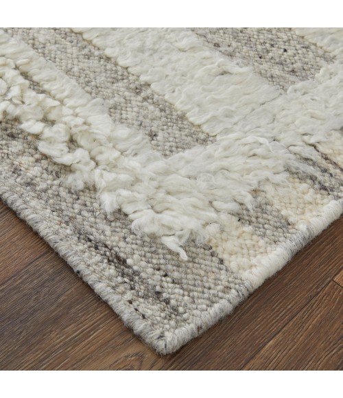 Feizy Ashby Farmhouse Geometric, Gray/Ivory, 9' x 9' Round Rug