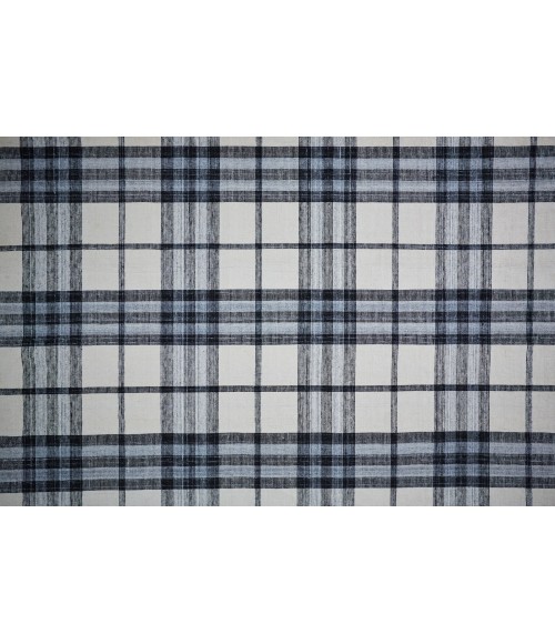 Feizy Crosby Eco-Friendly PET Dhurrie, Ivory/Sky Blue/Black, 8ft x 10ft Area Rug
