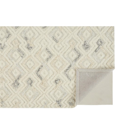 Anica Area Rug Feizy Anica Moroccan Diamond Wool Tufted Rug, Ivory/Chambray Blue, 8ft x 10ft Area Rug