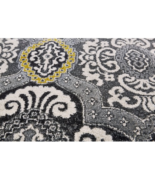 Feizy Bleecker Bohemian & Eclectic Damask, Ivory/Gray/Yellow, 10' x 13'-2" Area Rug