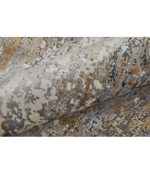 Feizy Cadiz Casual Abstract, Ivory/Gray/Gold, 13' x 20' Area Rug