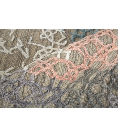 Elias Area Rug Feizy Elias Casual Abstract, Pink/Blue/Taupe, 2'-9" x 10' Runner