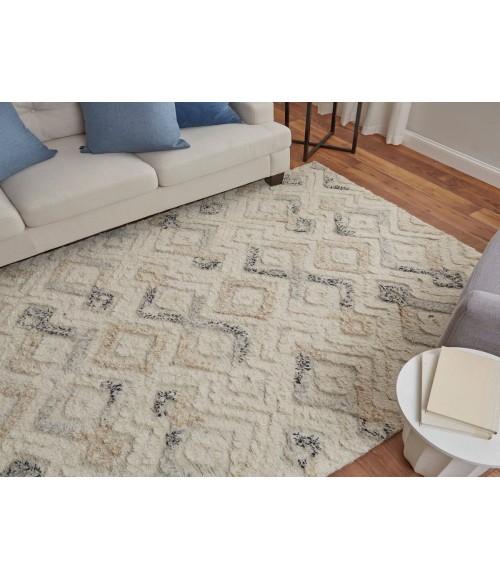 Anica Area Rug Feizy Anica Bohemian & Eclectic Moroccan, Ivory/Gray/Black, 12' x 15' Area Rug