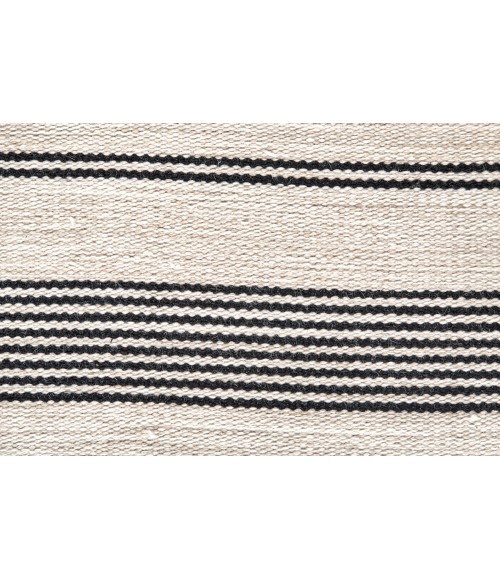 Feizy Duprine Casual Stripes, Black/White/Ivory, 10' x 14' Area Rug