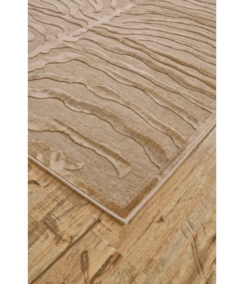 Saphir Area Rug Feizy Saphir Cabin & Lodge Animal Print, Tan/Ivory, 7'-6" x 7'-6" Round Rug