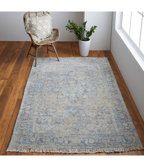 Feizy Caldwell Bohemian & Eclectic Distressed, Blue/Gray/Tan, 9' x 12' Area Rug