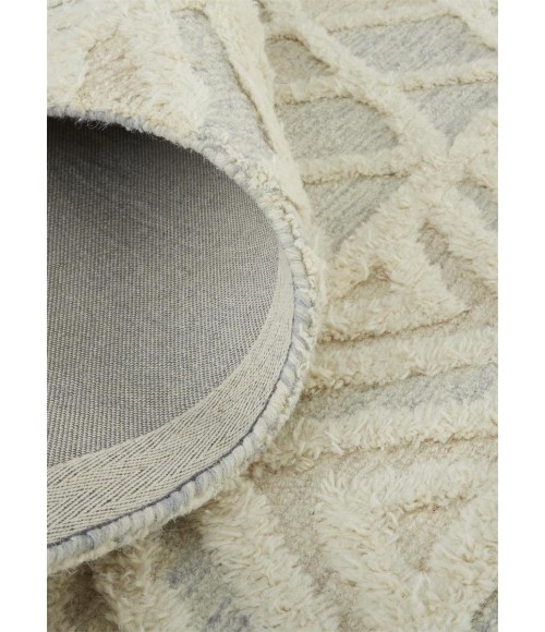 Anica Area Rug Feizy Anica Moroccan Chevorn Wool Tufted Area Rug, Ivory/Chambray Blue, 10ft x 14ft