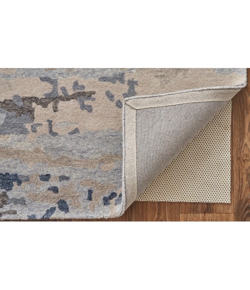 Feizy Everley Abstract Tufted Wool Rug, Ivory Sand/Ice Blue, 9' x 12' Area Rug