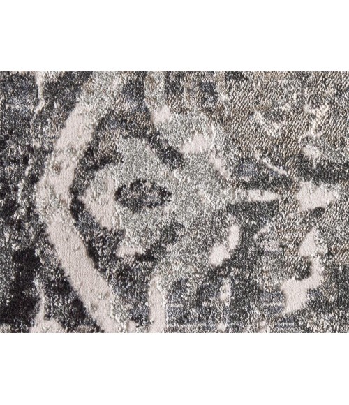 Feizy Kano Casual Distressed, Gray/Ivory/Taupe, 8'-9" x 8'-9" Round Rug