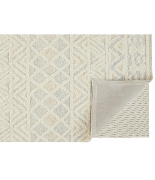 Anica Area Rug Feizy Anica Moroccan Chevorn Wool Tufted Area Rug, Ivory/Chambray Blue, 10ft x 14ft