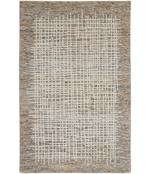 Feizy Maddox Modern Tufted Architectural Area Rug, Pebble Tan/Ivory, 5ft x 8ft
