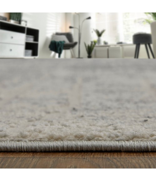 Feizy Kano Industrial Abstract, Black/Gray/Ivory, 8'-9" x 8'-9" Round Rug