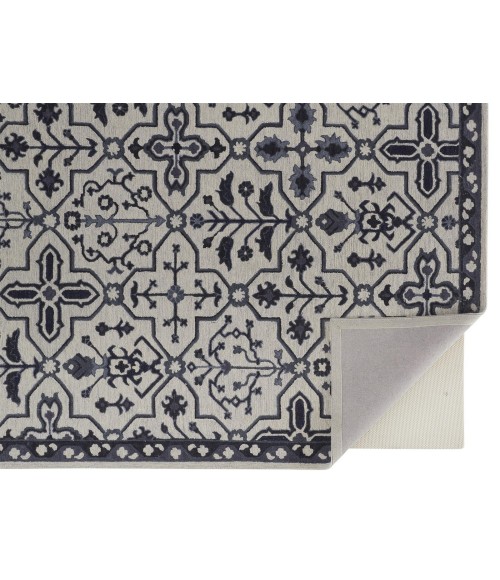 Feizy Fallon Rustic Farmhouse Rug, Ornamental, Light Gray/Black, 10ft x 14ft