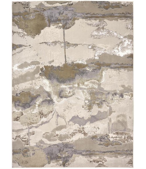 Aura Area Rug Feizy Aura Casual Watercolor, Gray/Ivory/Gold, 8' x 10' Area Rug