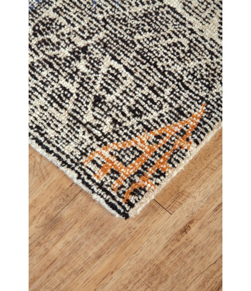 ARAZAD Rug Feizy ARAZAD 8479F IN BLACK/TANGERINE 8' x 8' Round Area Rug