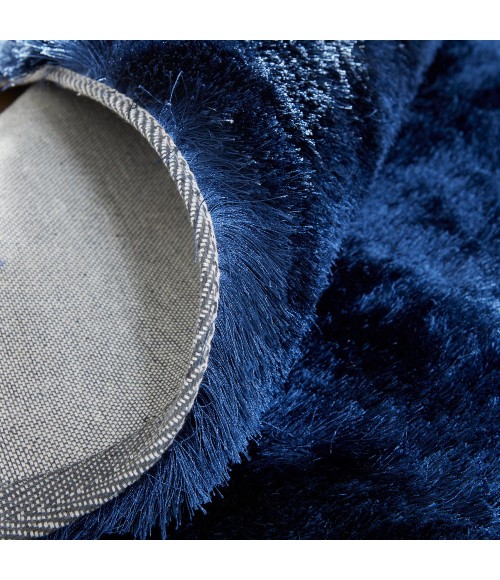 Feizy Indochine Luxury & Glam Solid, Blue/Black, 8' x 8' Round Rug