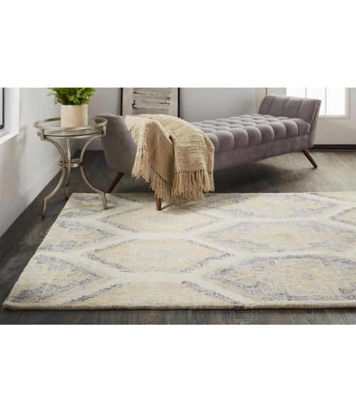 Arazad Area Rug Feizy Arazad Bohemian & Eclectic Geometric, Yellow/Blue/Ivory, 3'-6" x 5'-6" Accent Rug
