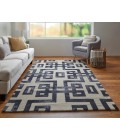 Lorrain Area Rug Feizy Lorrain Mid-Century Modern Geometric, Ivory/Black, 9'-6" x 13'-6" Area Rug