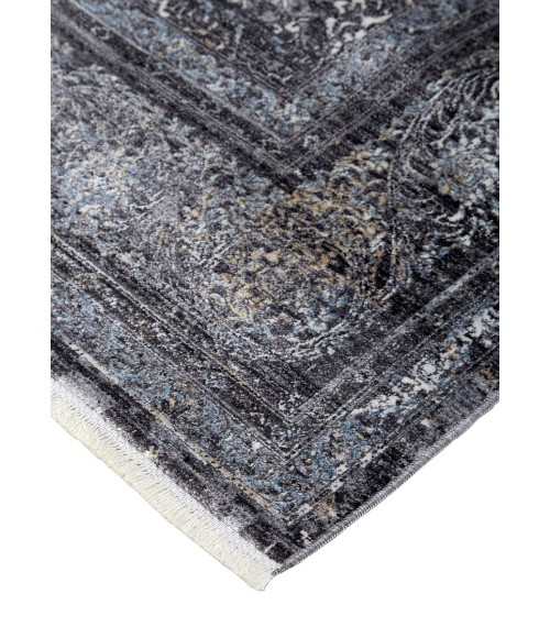 Feizy Sarrant Bohemian & Eclectic Medallion, Gray/Silver/Ivory, 9'-6" x 12'-7" Area Rug